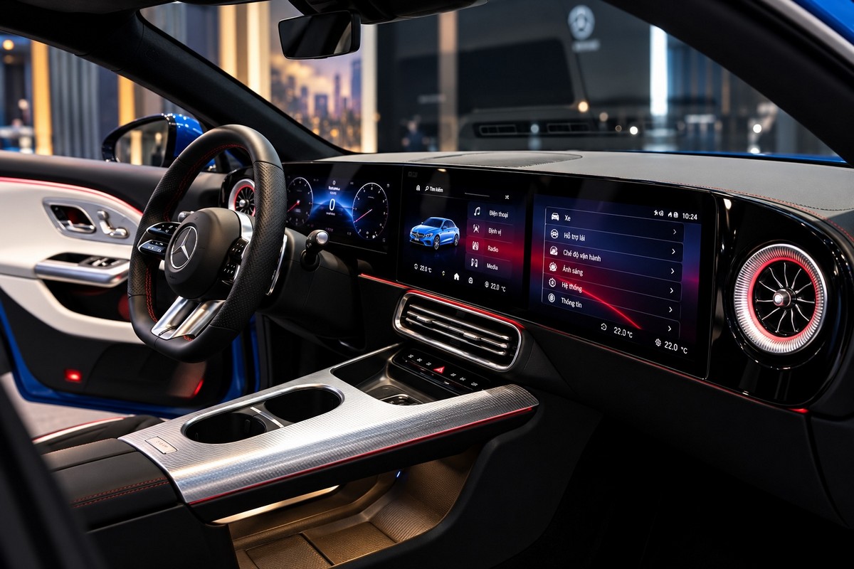 Nội thất Mercedes-Benz CLA 200 màu Đen
